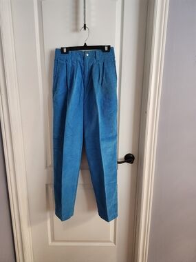 Vintage Blue Corduroy Pleated Trousers